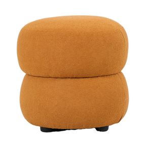 1 Puff Redondo Respiro Rivatti 39 cm -Altura- Estofado em Boucle Amarelo Ocre